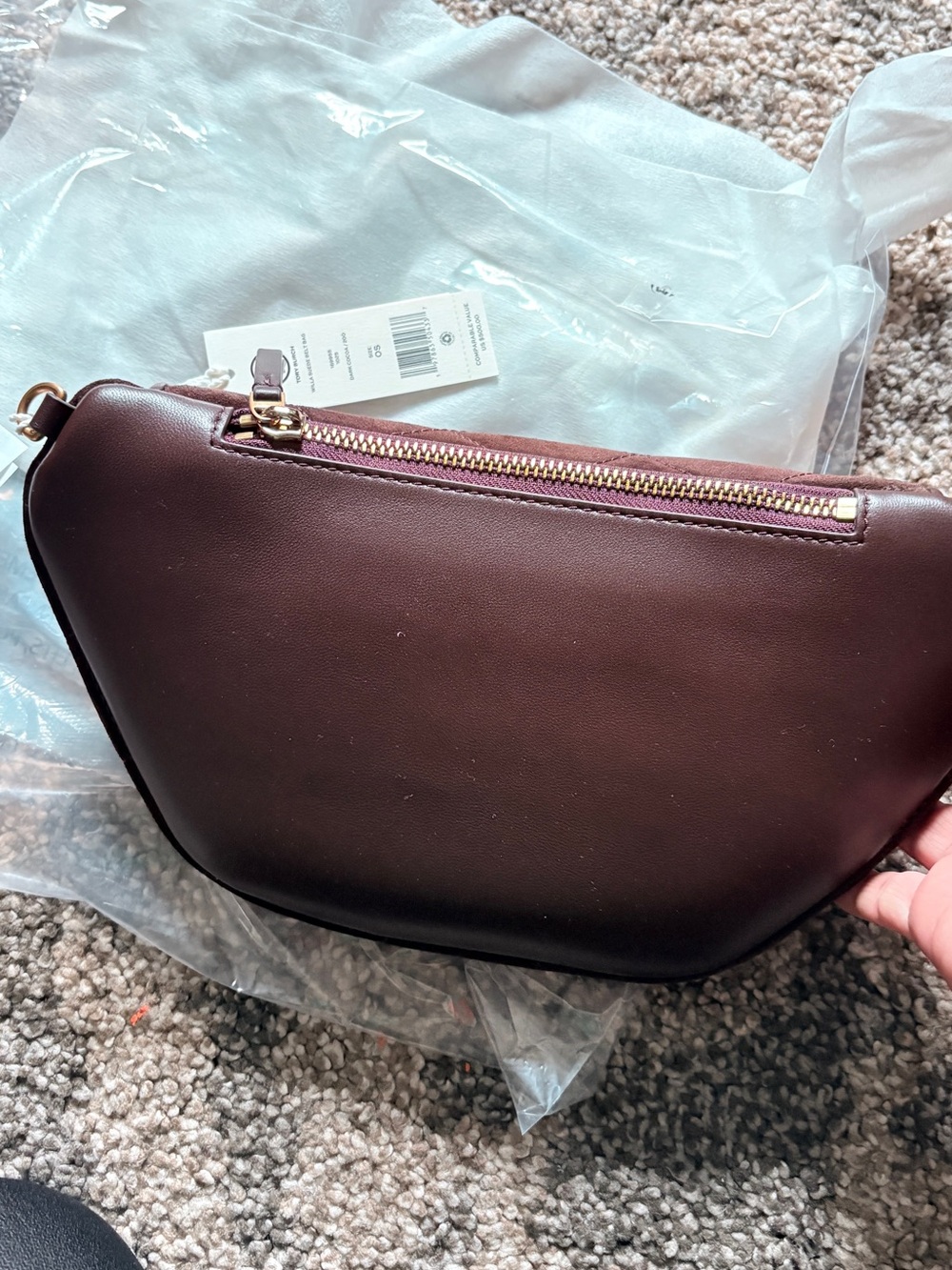 Tory Burch Willa Suede Belt Bag/crossbody  in Dark Cocoa - Picture 5 of 10